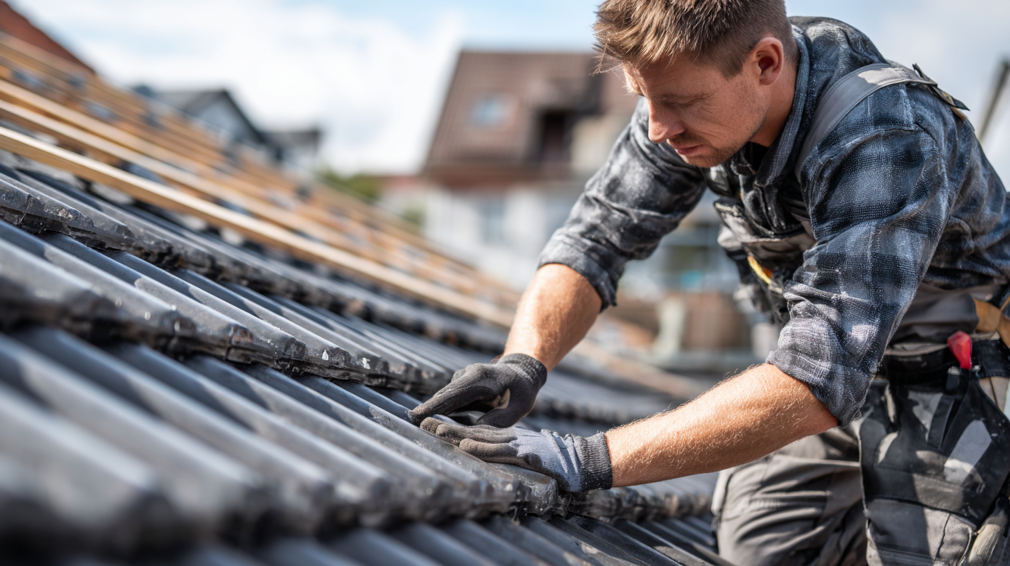 Dachdecker bei der Arbeit auf einem Ziegeldach – professionelle Dachsanierung, Dachgaube und Notdienst in Wien durch erfahrene Dachdecker und Spengler