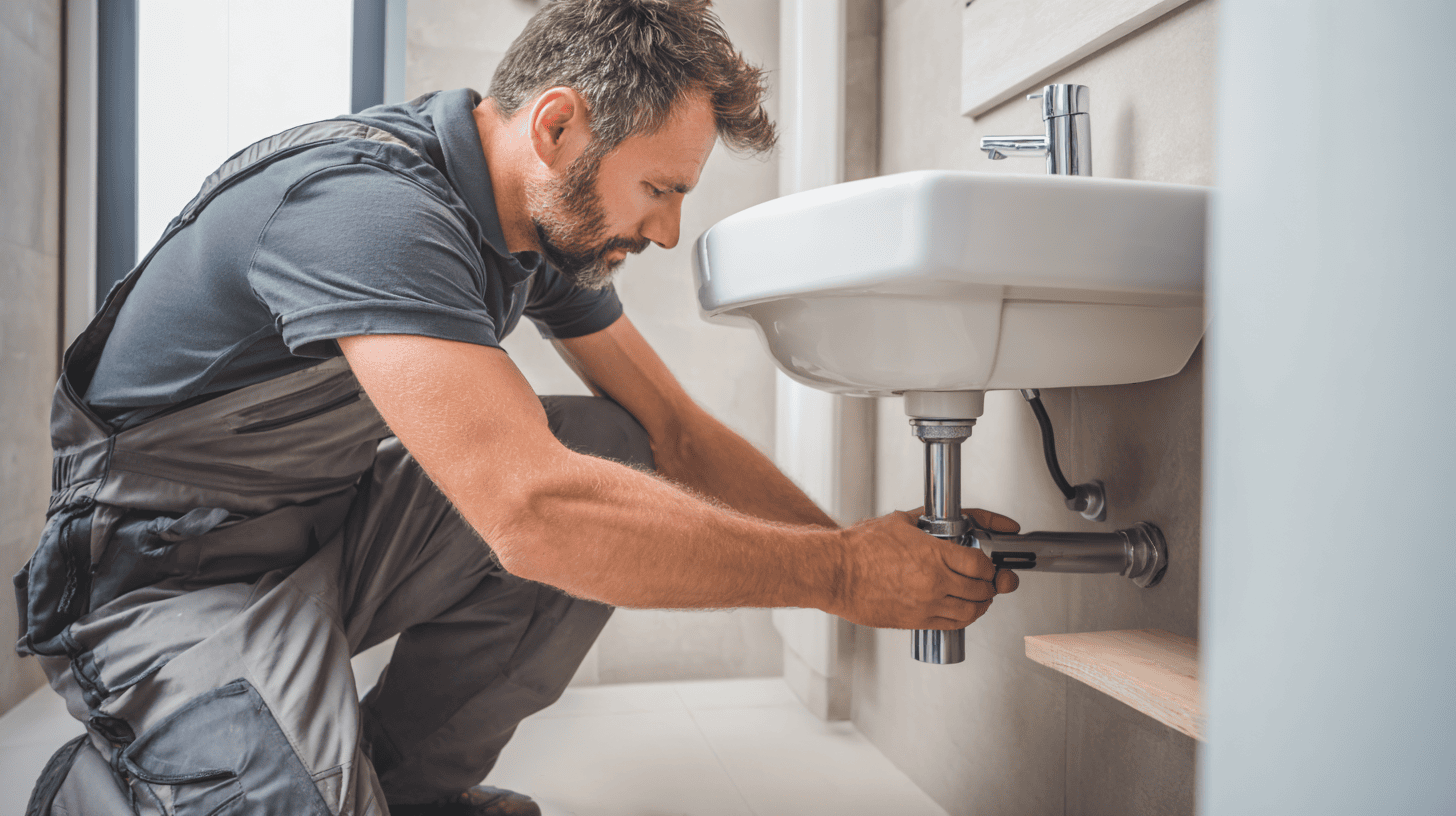 nstallateur in Wien bei der Arbeit am Waschbecken – professioneller Installateur Notdienst und Gas Installateur für Reparaturen und Sanierungen.