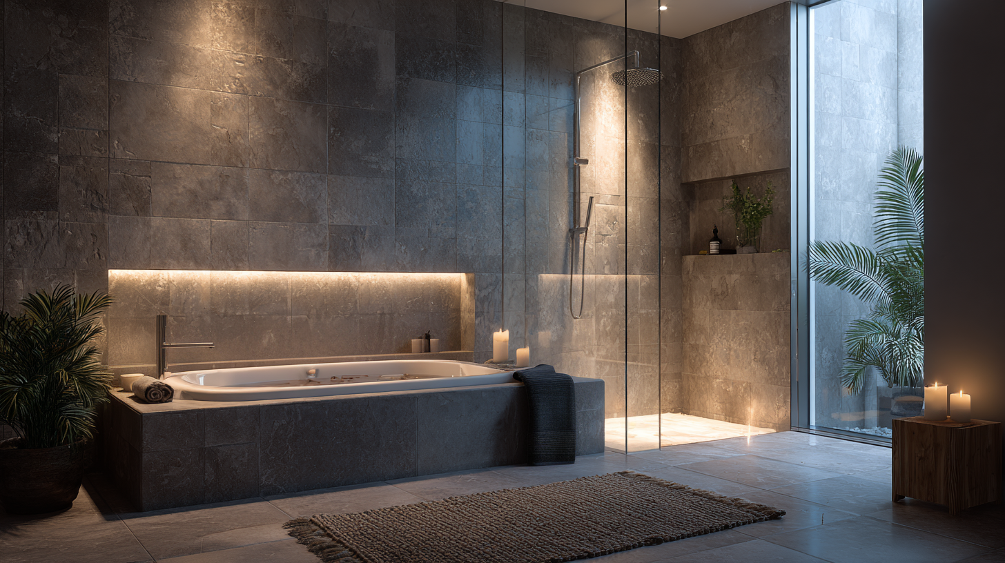 Modernes Badezimmer mit eleganten Fliesen – Inspiration für Badsanierung, Badezimmer renovieren und neue Badezimmer Fliesen Ideen.