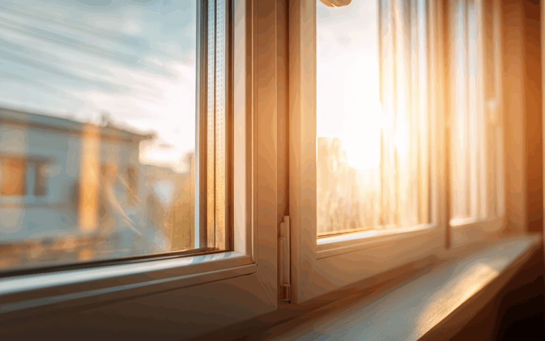Nahaufnahme moderner, energieeffizienter Fenster im Sonnenlicht – Symbol für staatliche Förderung beim Fenstertausch 2025