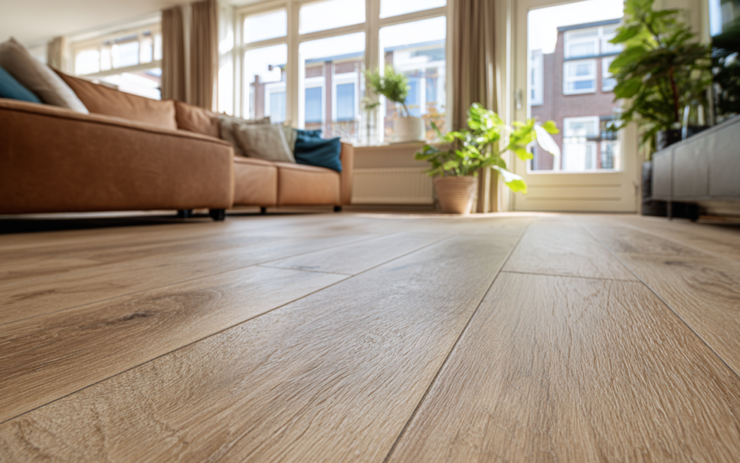 Bodenfliesen in Holzoptik im Wohnzimmer mit natürlicher Holzstruktur.